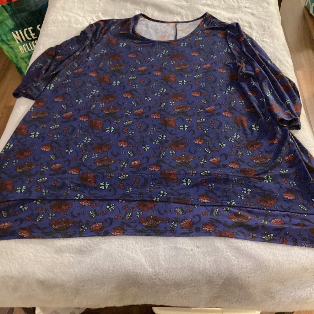 NWOT Blue Sky bamboo tunic XL dark blue multi color